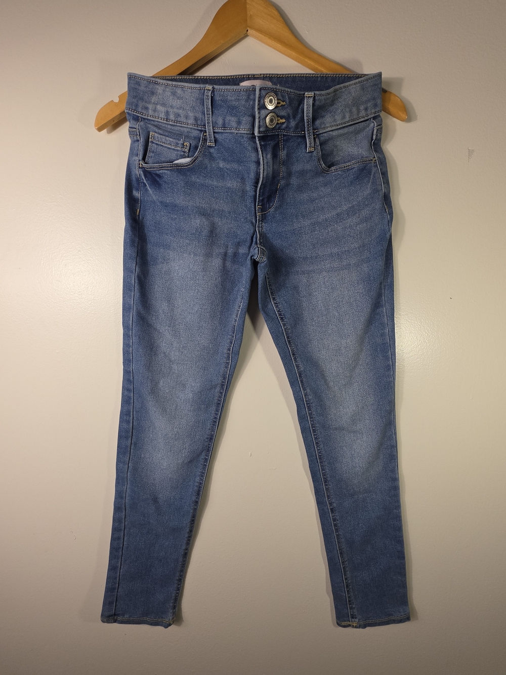 SO Light Blue Skinny Jeans with Double Button Waist